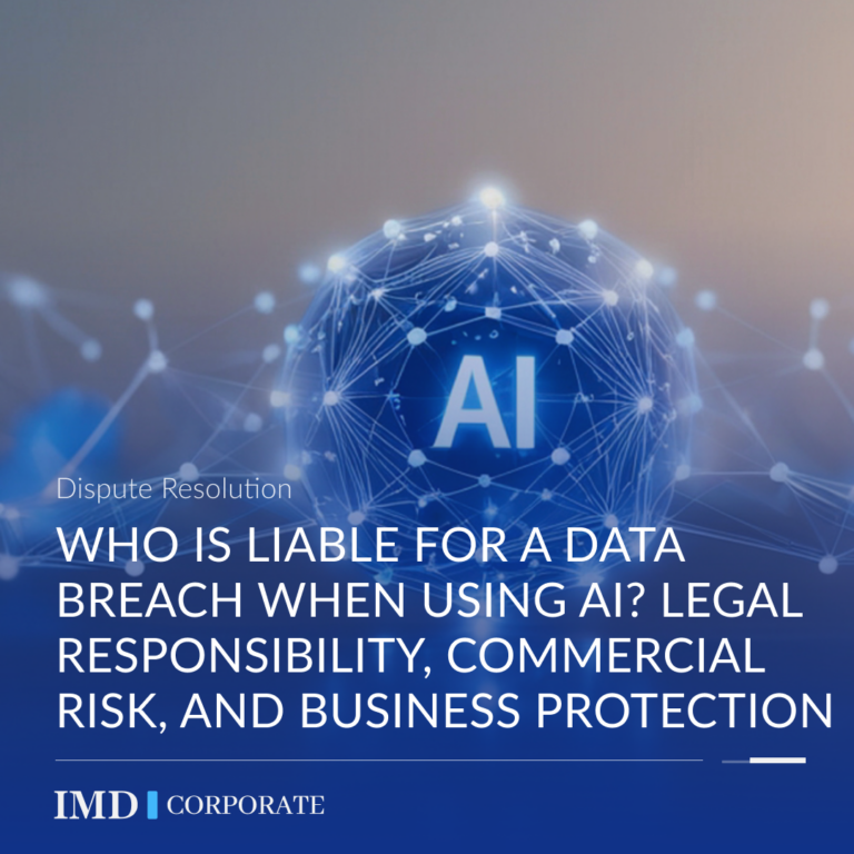 Who is liable for a data breach when using AI? Legal responsibility, commercial risk, and business protection